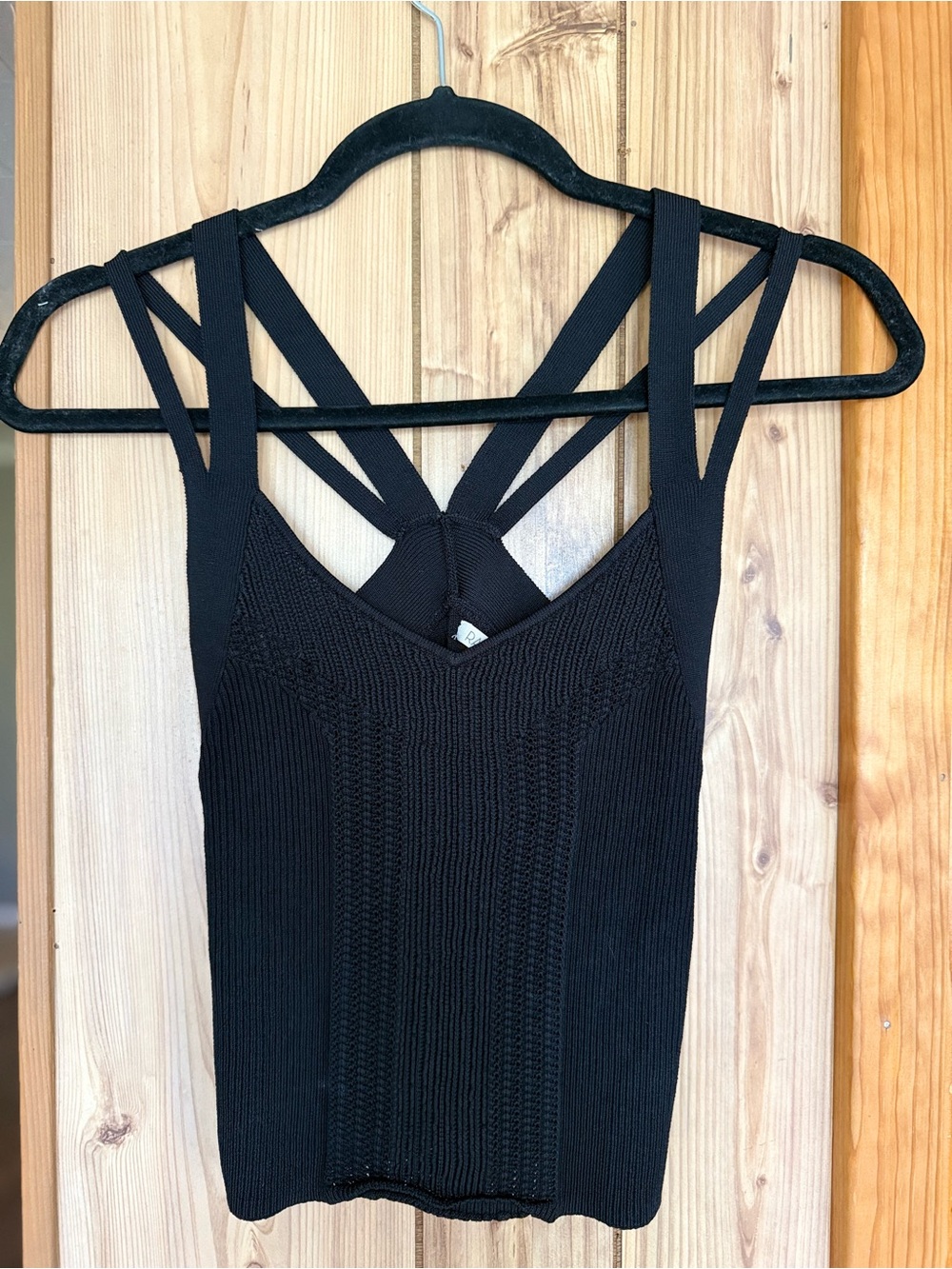 RACHEL Rachel Roy Black Ribbed Crossback Tank
